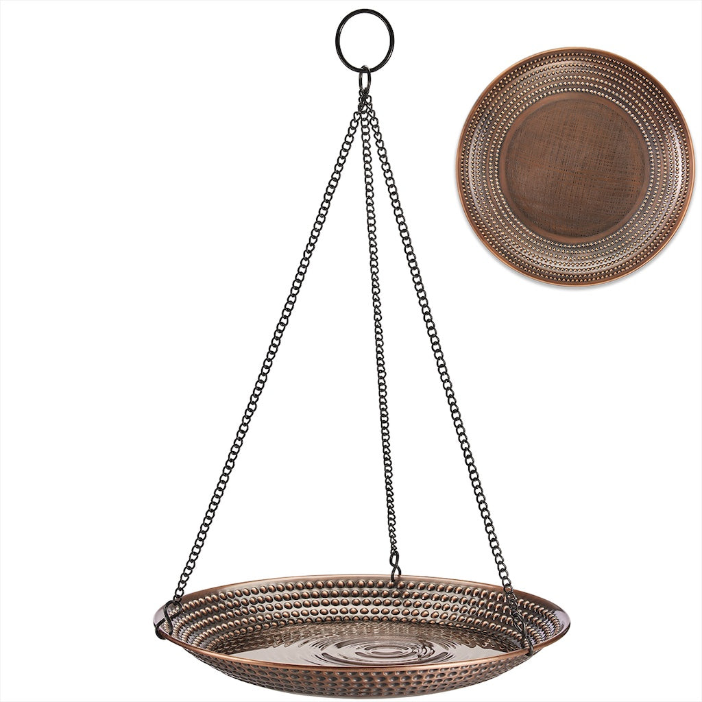13.5-inch Beaded Hanging Copper Bird Bath