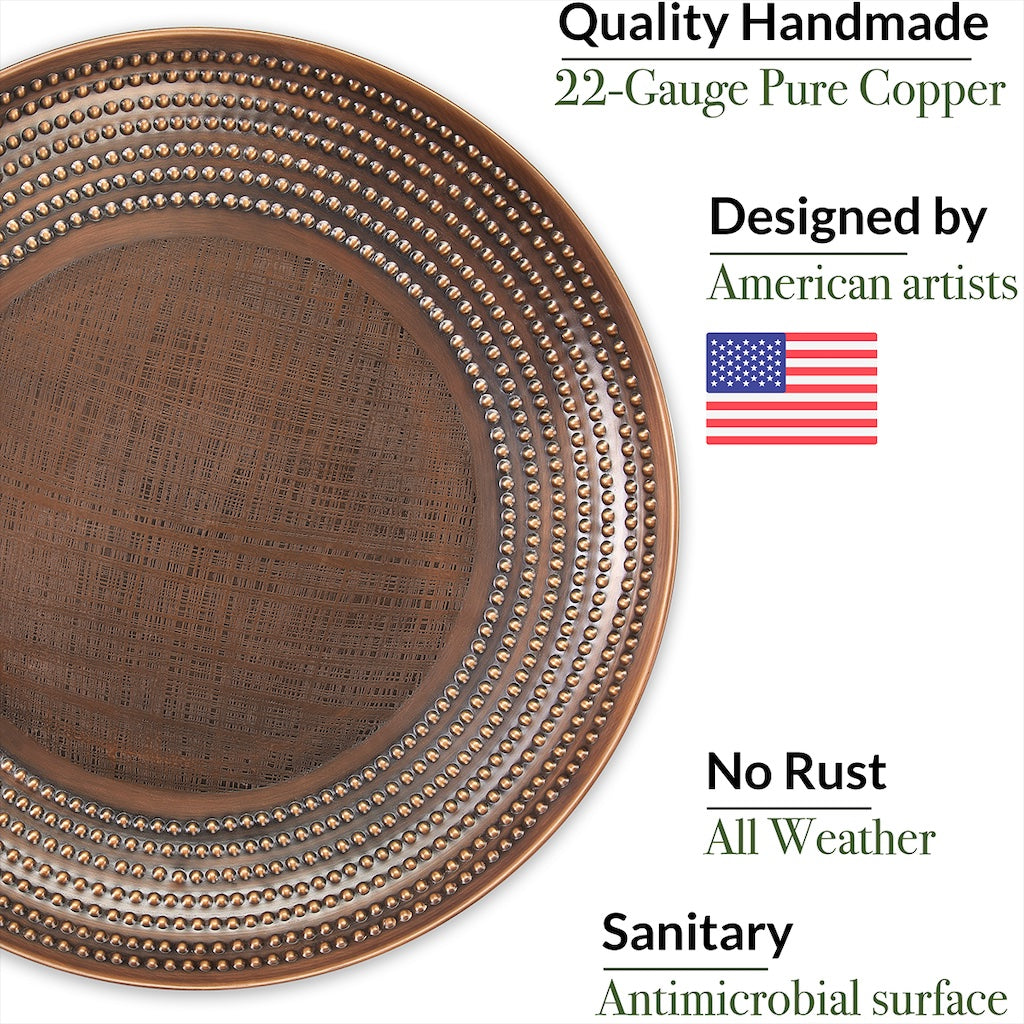 20-inch Bronze Copper Bird Bath with Swans