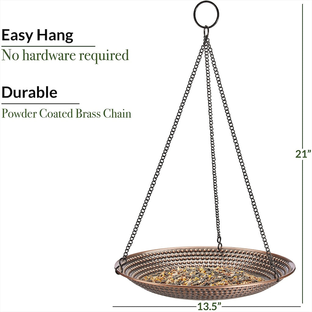 13.5-inch Beaded Hanging Copper Bird Bath