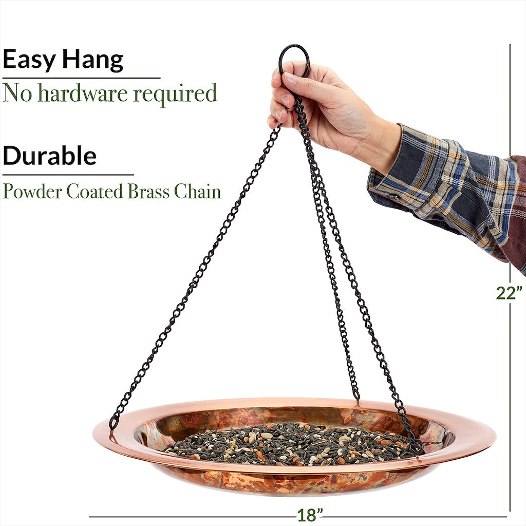 18-inch Hanging Fired Copper Bird Bath