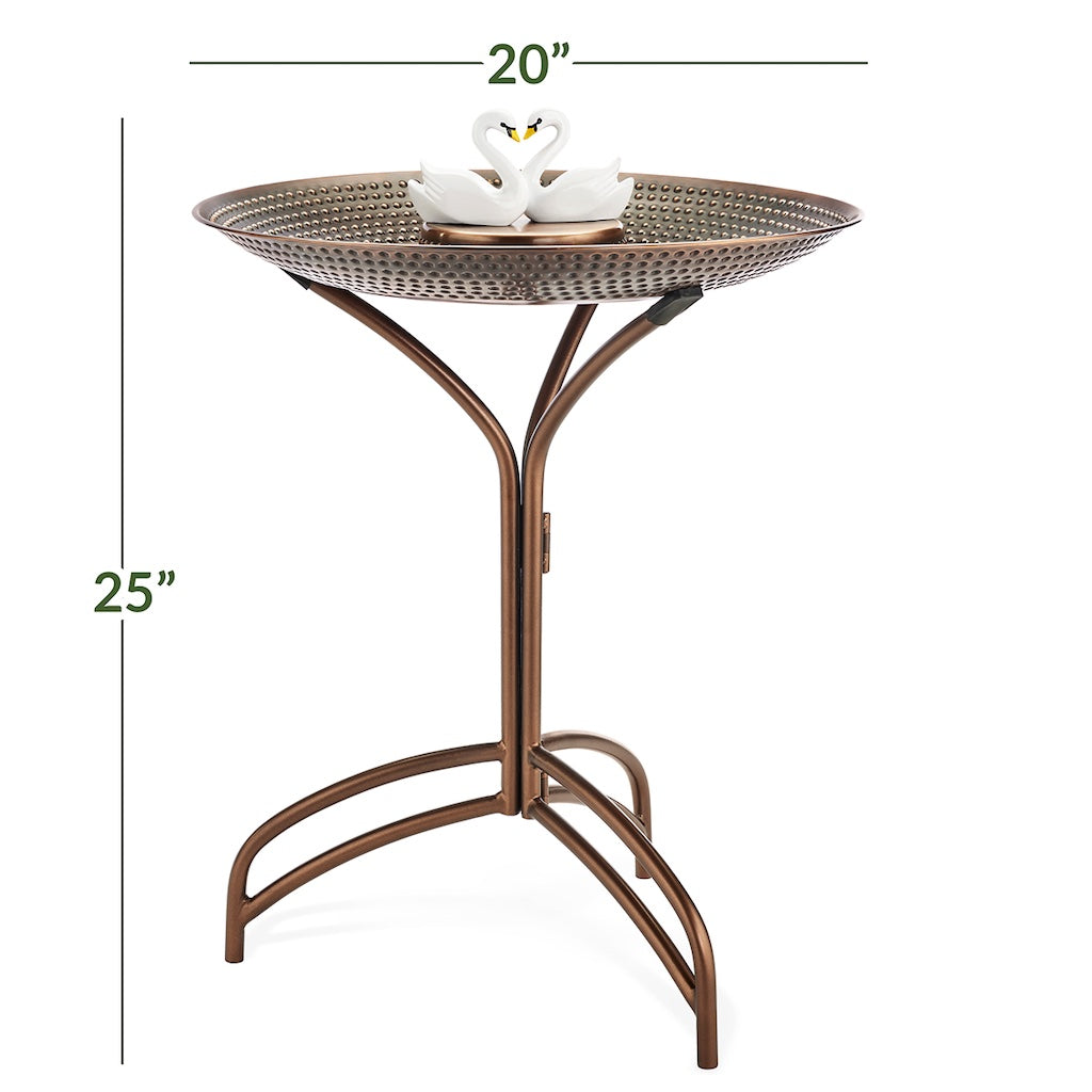 20-inch Bronze Copper Bird Bath with Swans