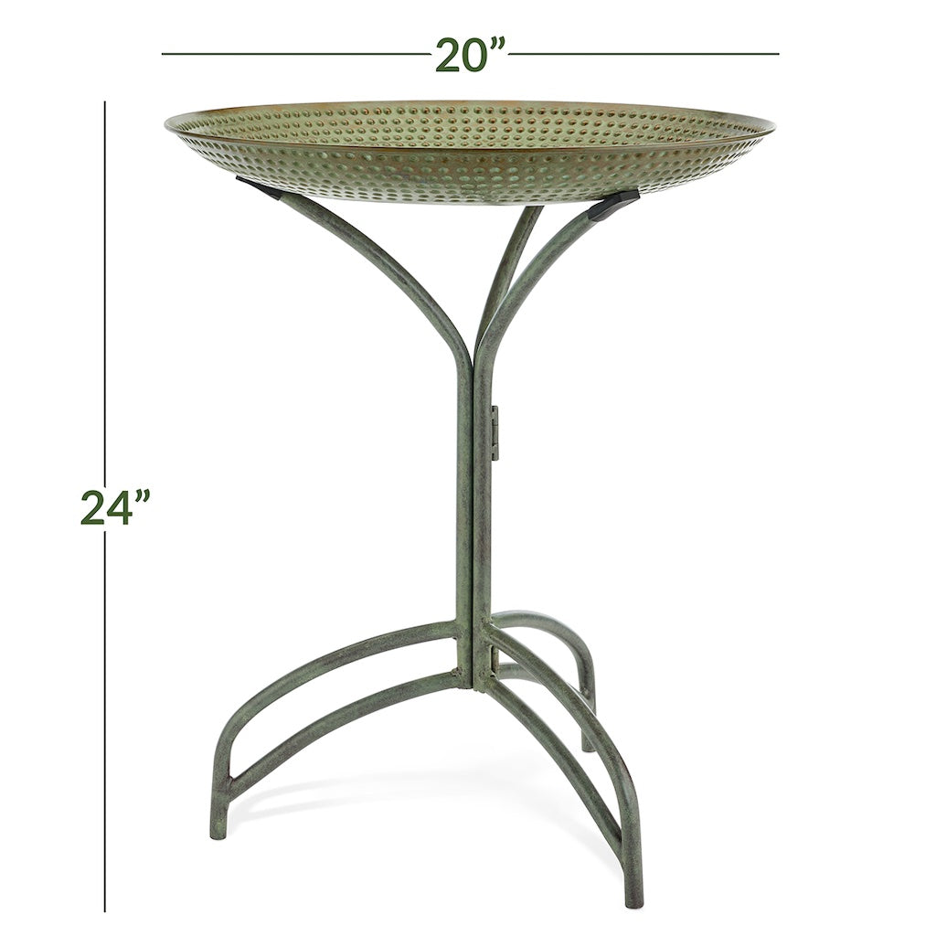 20-inch Blue Verde Copper Bird Bath with Stand