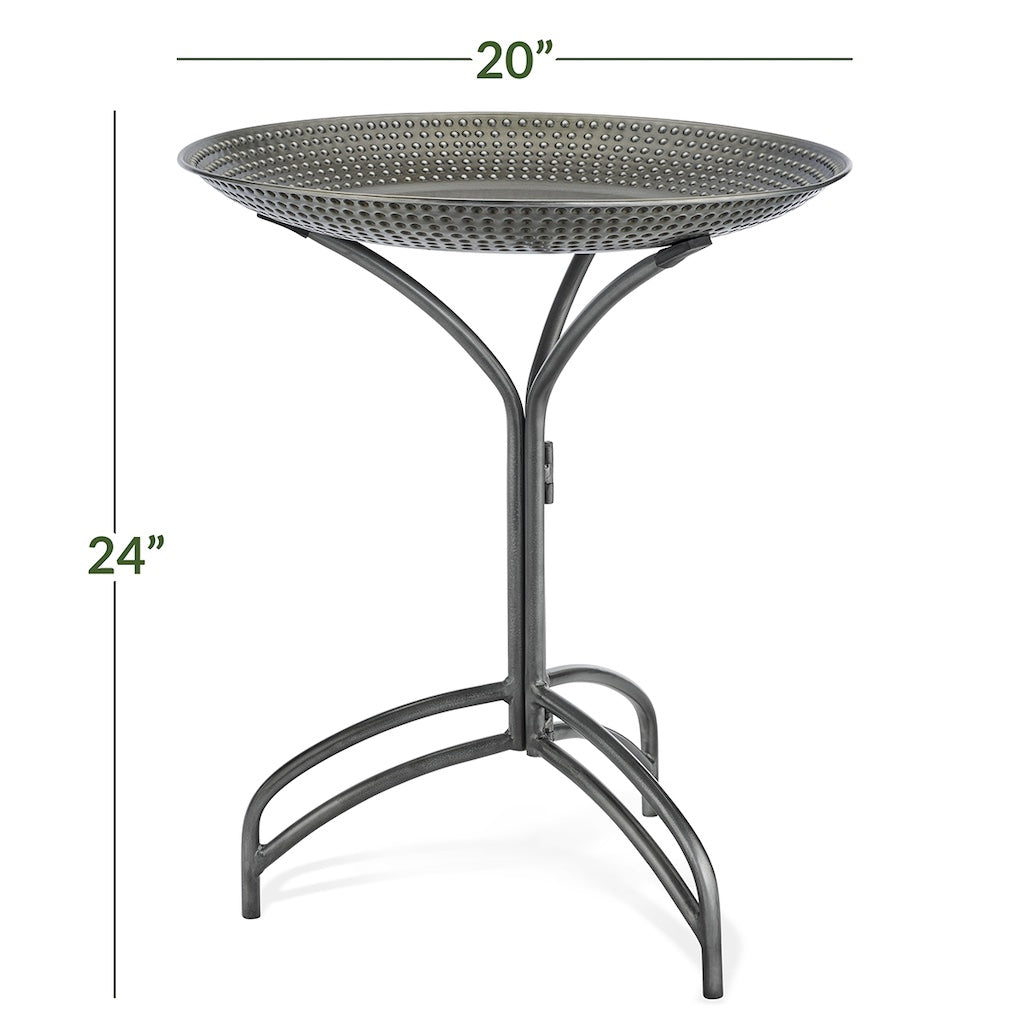 20-inch Pewter Copper Bird Bath with Stand