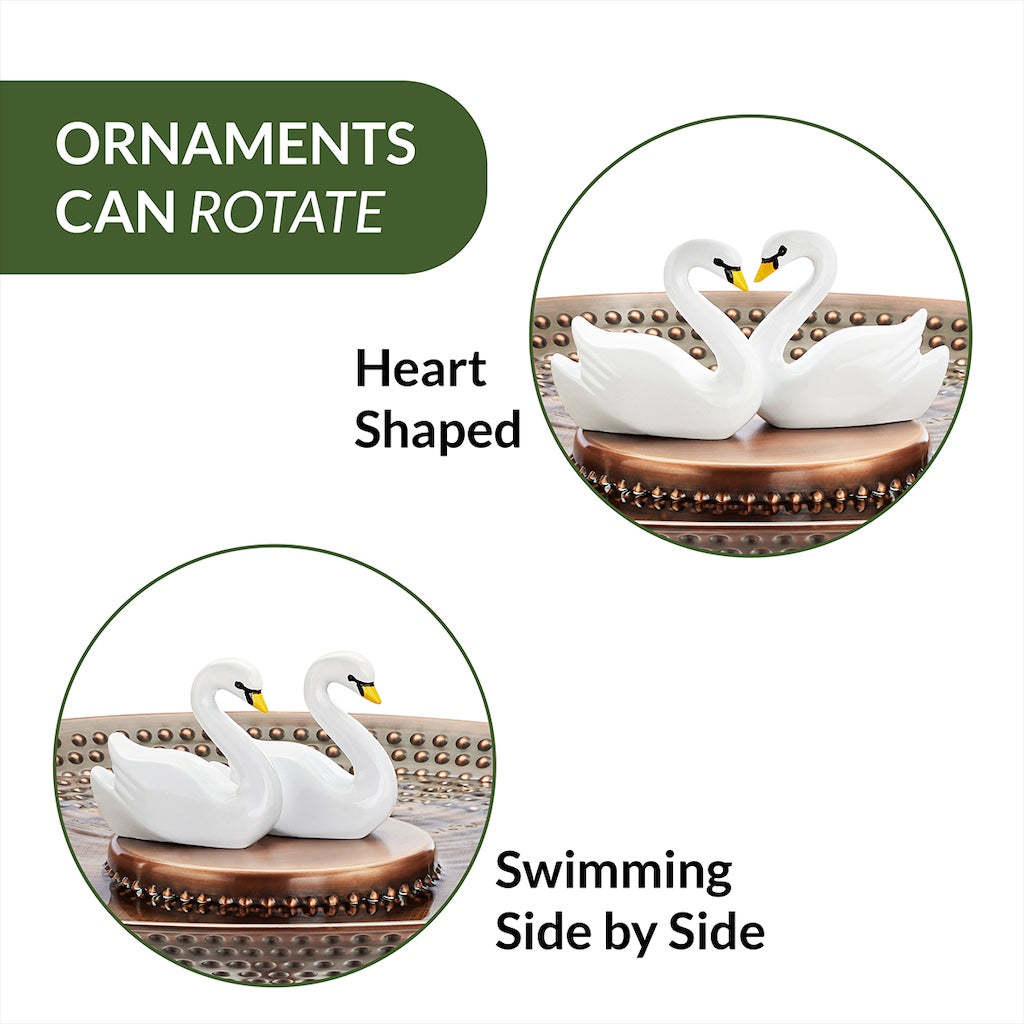 20-inch Bronze Copper Bird Bath with Swans