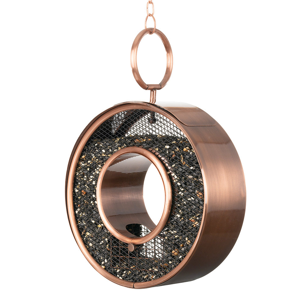 Fly-Thru Copper Bird Feeder with Mesh Panels