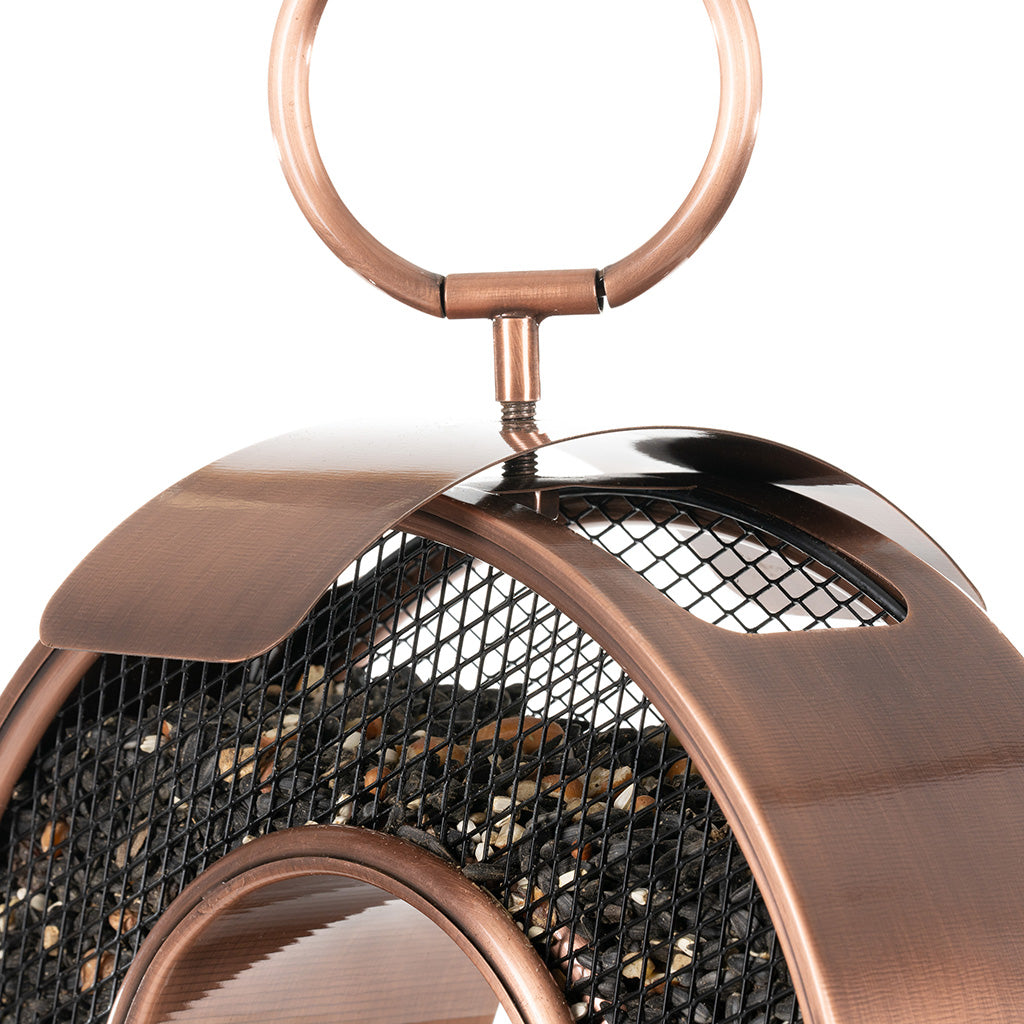 Fly-Thru Copper Bird Feeder with Mesh Panels