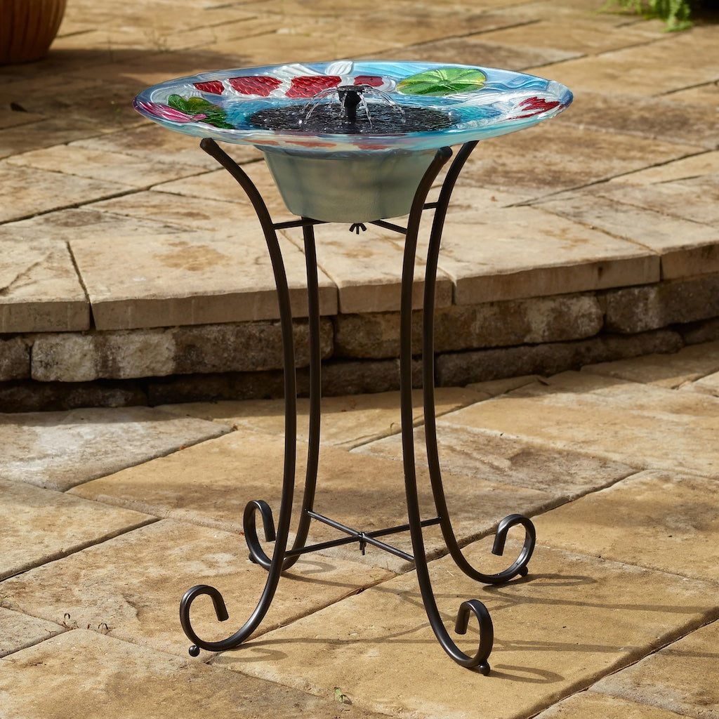 Koi Pond Solar Birdbath