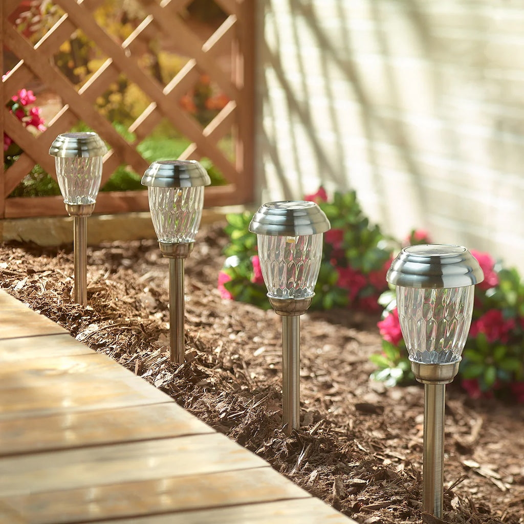 Charleston Solar Pathway Lights in Pewter 6-pack