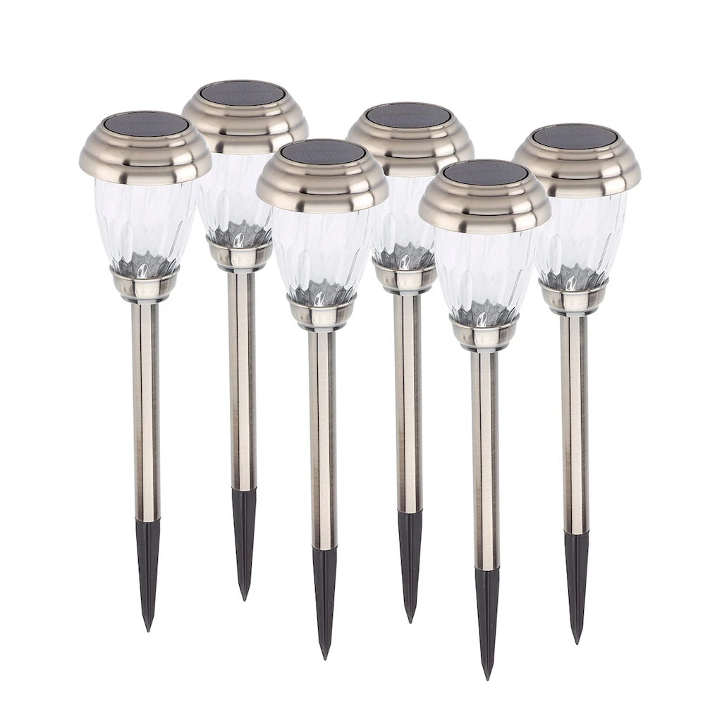 Charleston Solar Pathway Lights in Pewter 6-pack