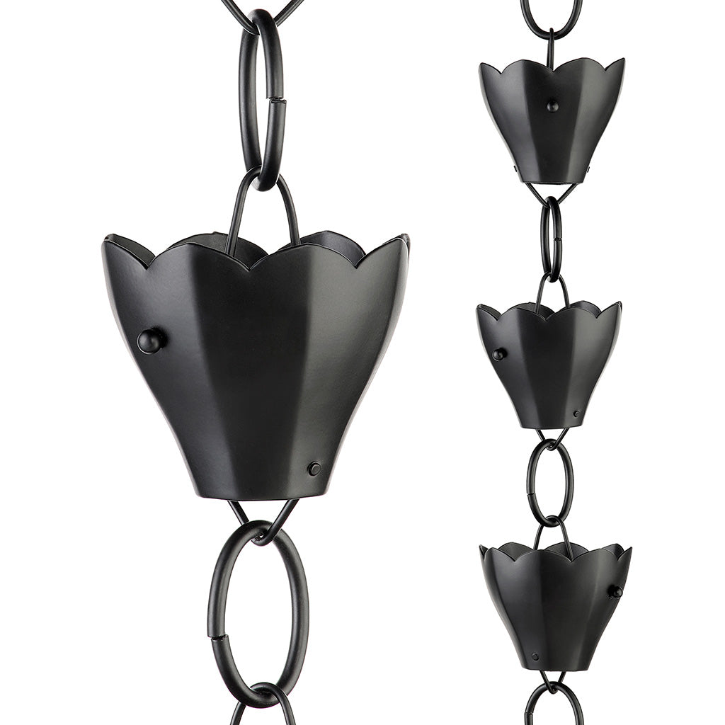 Tulip Black 8.5ft. Rain Chain