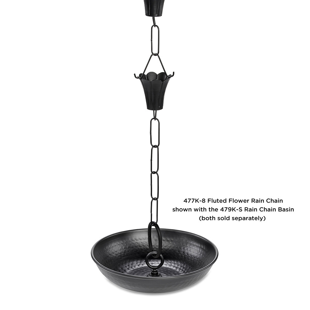 Fluted Flower Black 8.5ft. Rain Chain