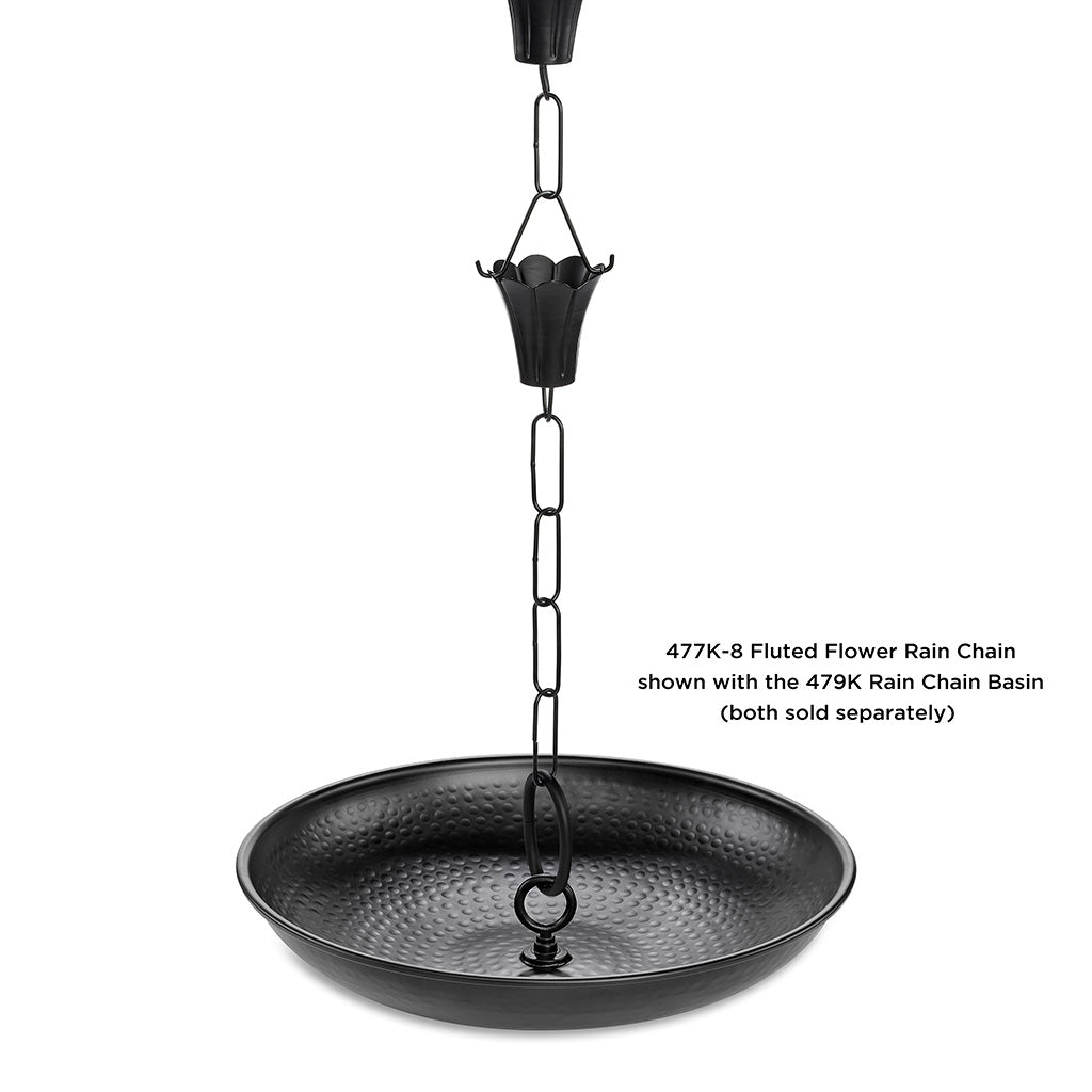 Fluted Flower Black 8.5ft. Rain Chain