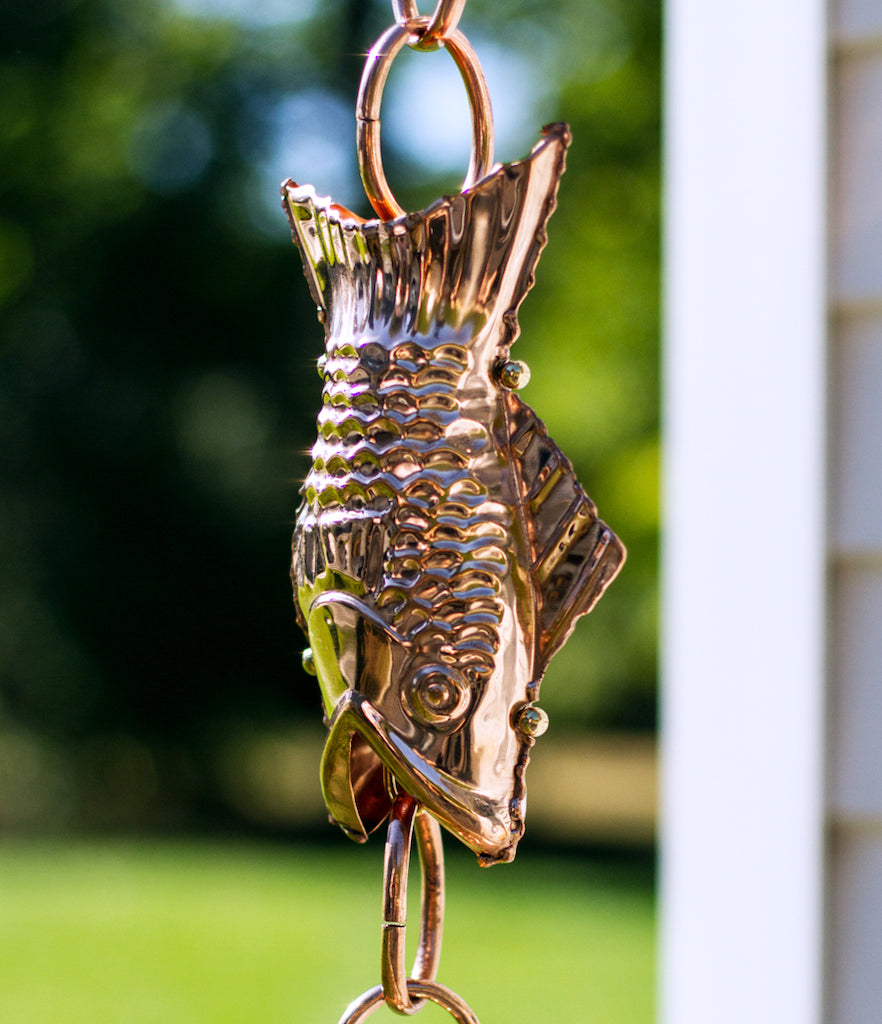 Fish Copper 8.5 ft. Rain Chain