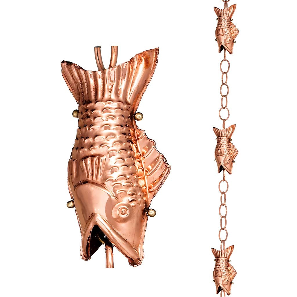 Fish Copper 8.5 ft. Rain Chain