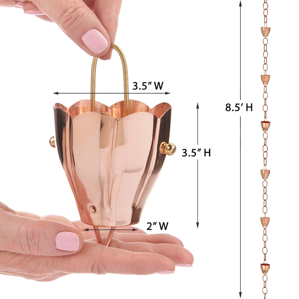 Crocus Copper 8.5ft. Rain Chain