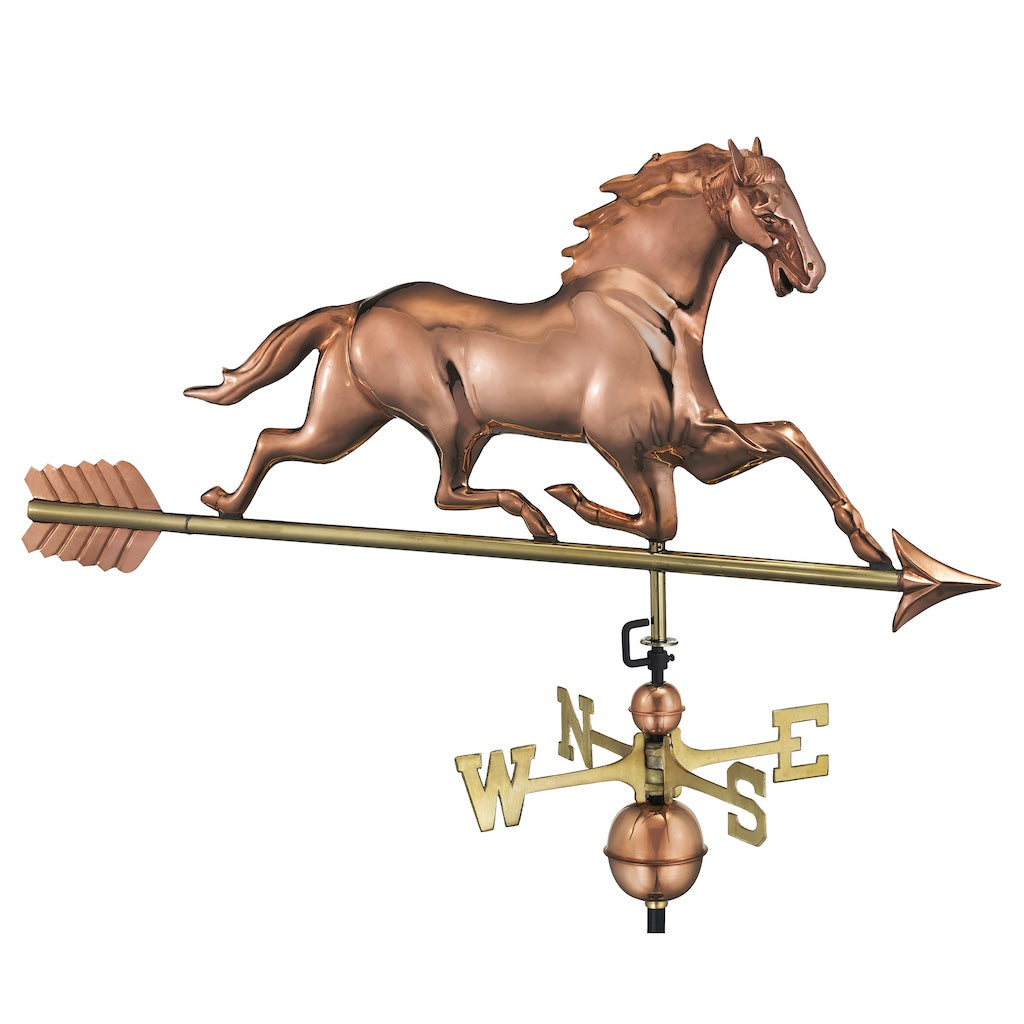 Horse Weathervane with Arrow in Pure Copper