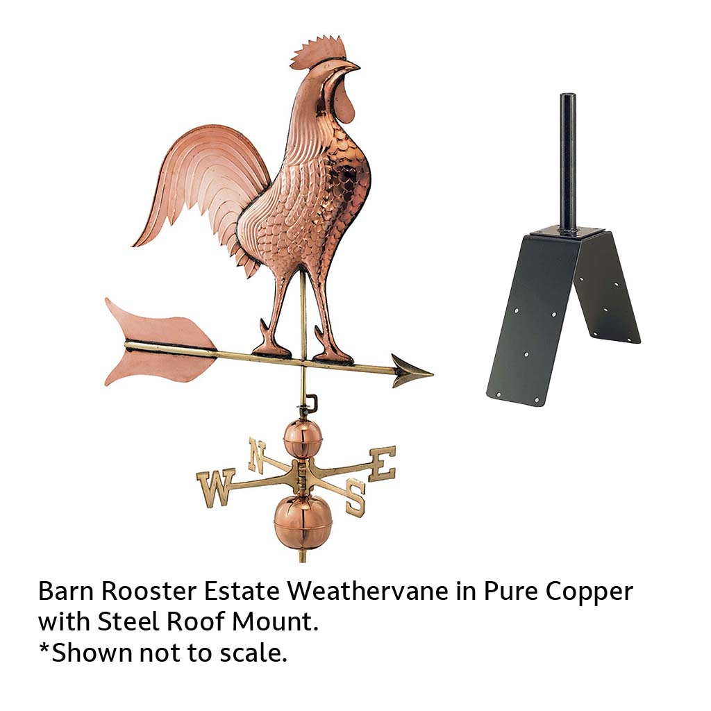 Barn Rooster Estate Weathervane in Pure Copper
