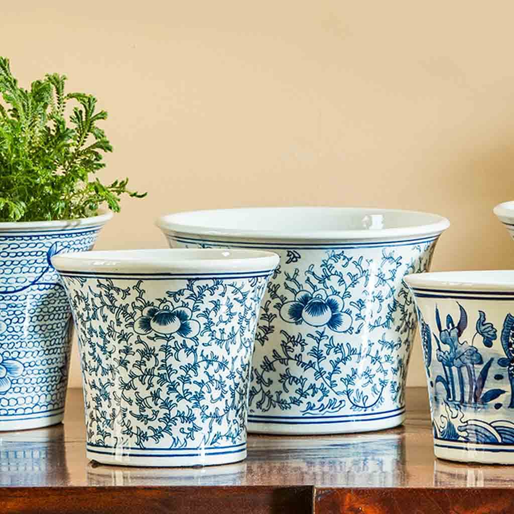 Flared Planter || Blue and White Mix