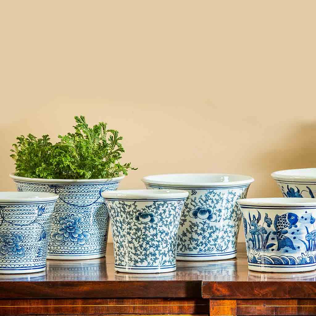 Flared Planter || Blue and White Mix