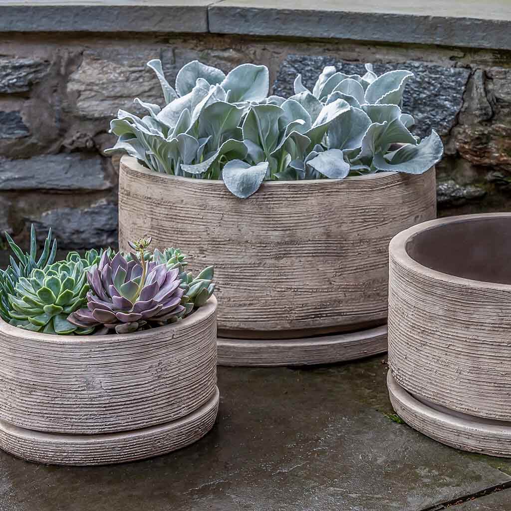 Sgraffito Planter, Low || Antico Terra Cotta