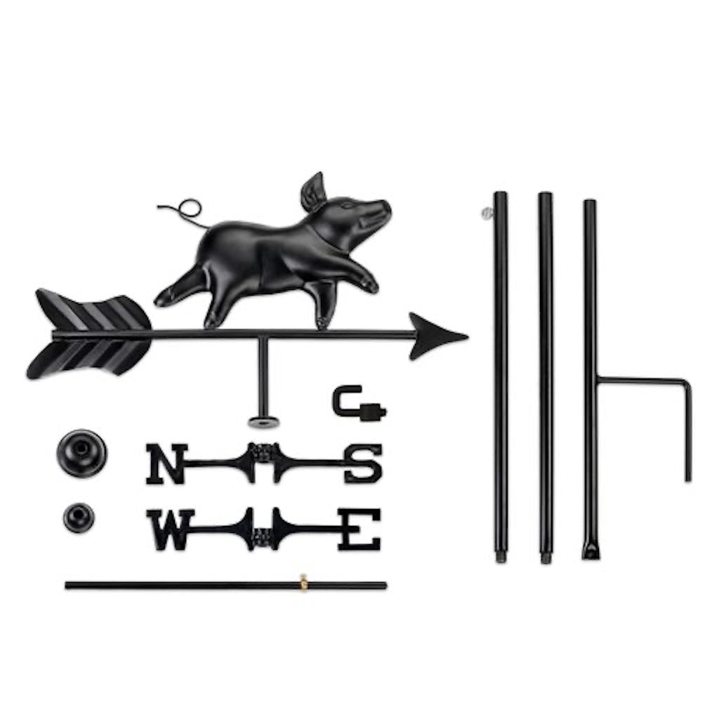 Farmhouse-Inspired Pig Garden Weathervane with Garden Pole