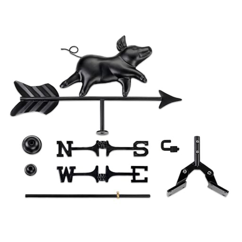 Farmhouse-Inspired Pig Cottage Weathrvane with Roof Mount