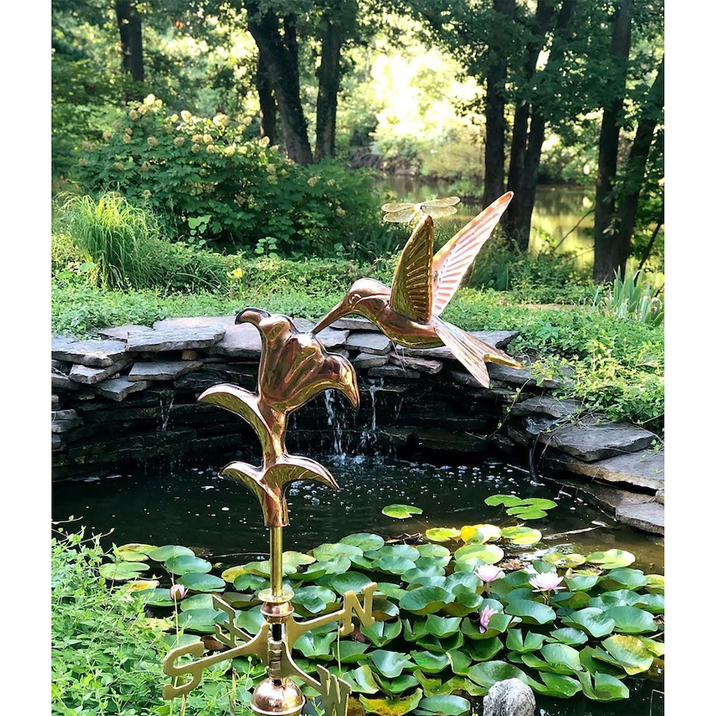 Hummingbird Garden Weathervane in Pure Copper with Garden Pole