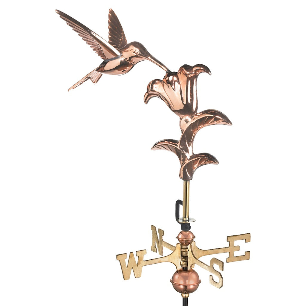 Hummingbird Garden Weathervane in Pure Copper with Garden Pole