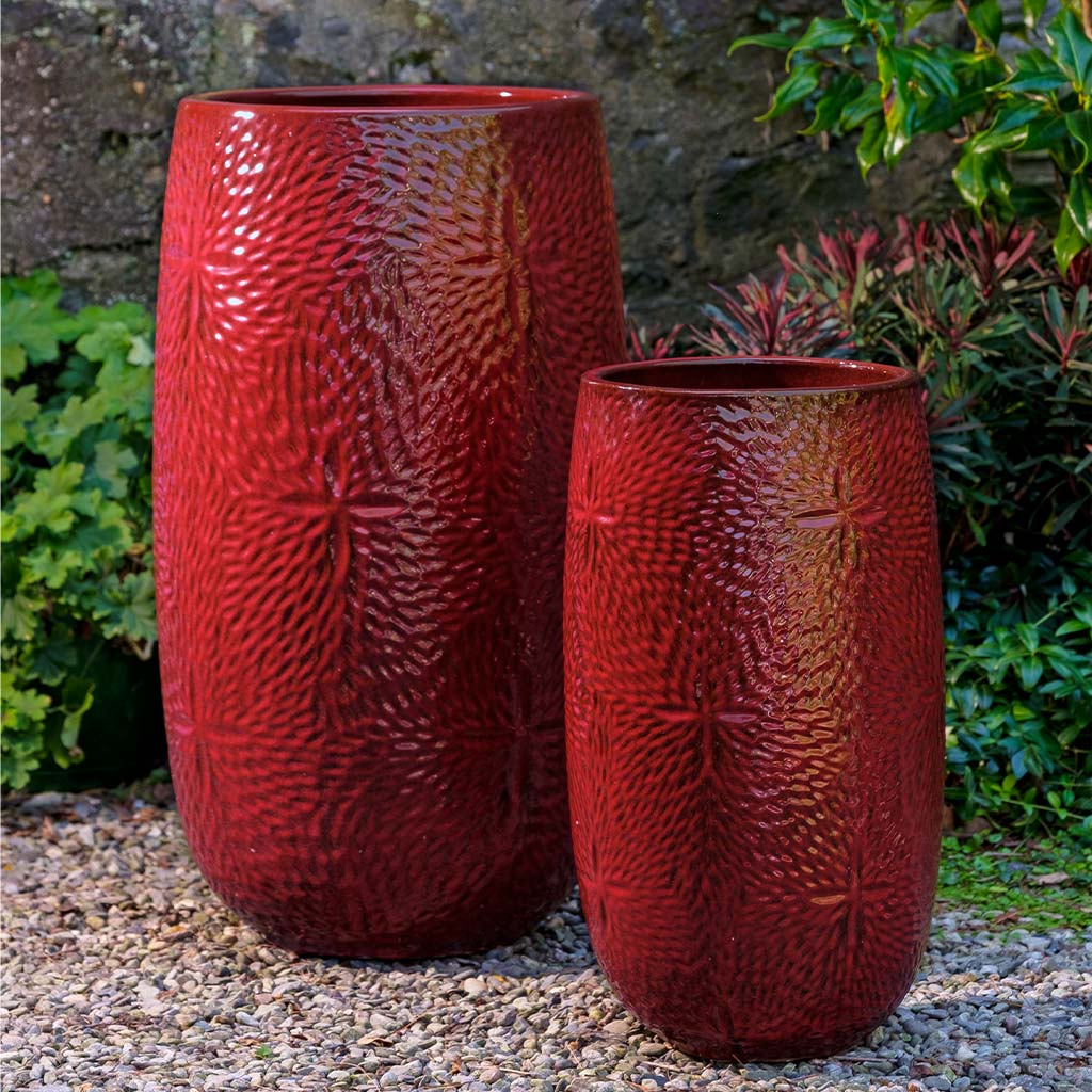 Sand Dollar Planter, Tall || Tropic Red