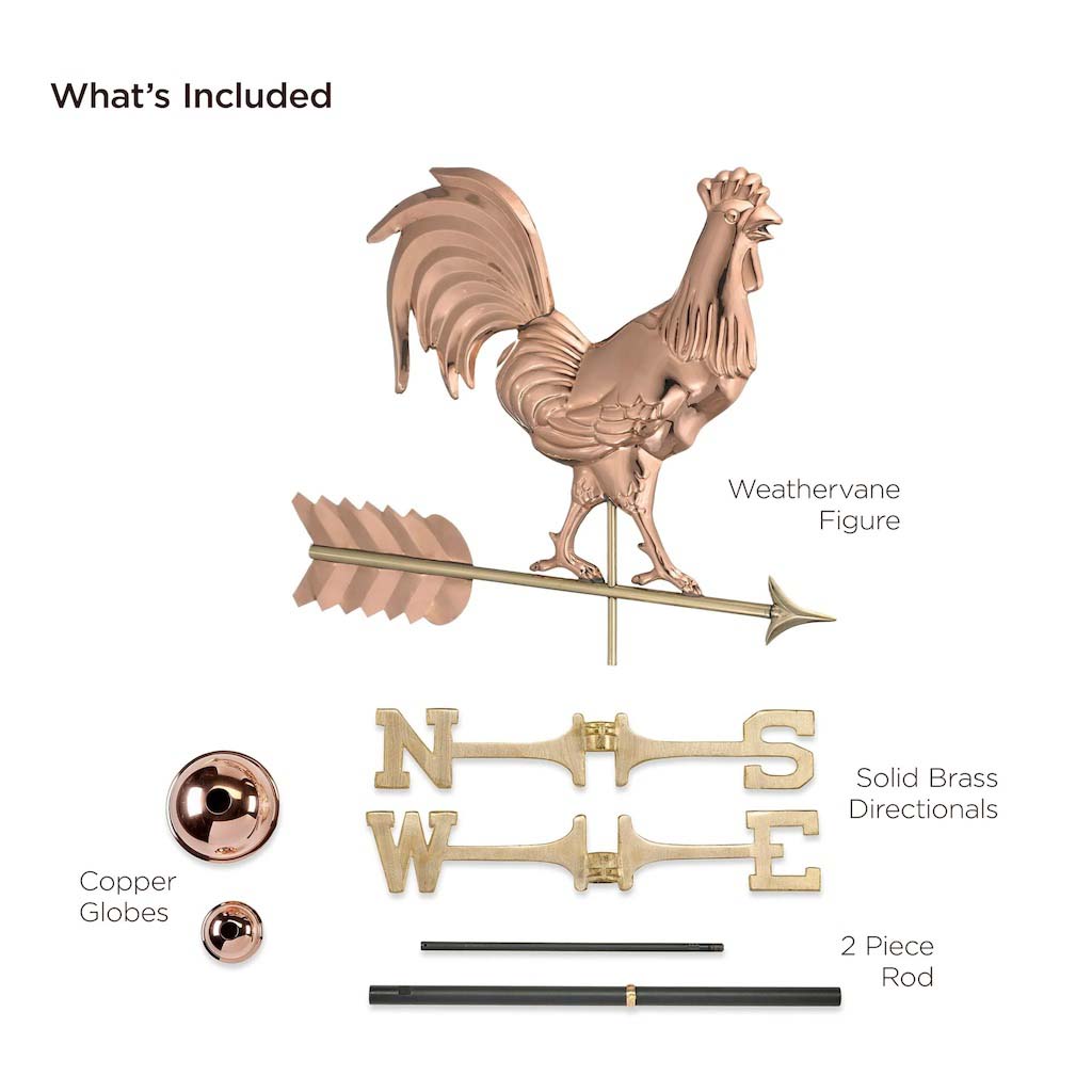 Smithsonian Rooster Weathervane in Pure Copper