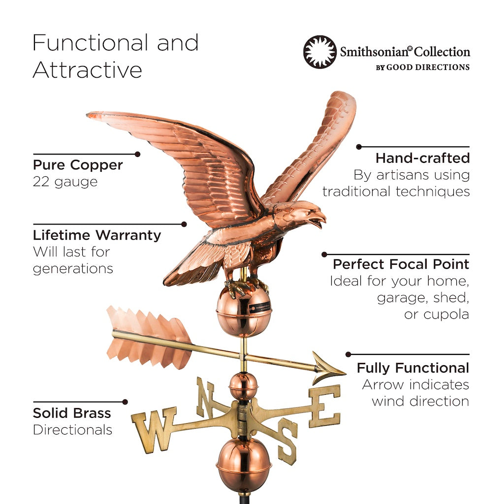 Smithsonian Eagle Weathervane in Pure Copper