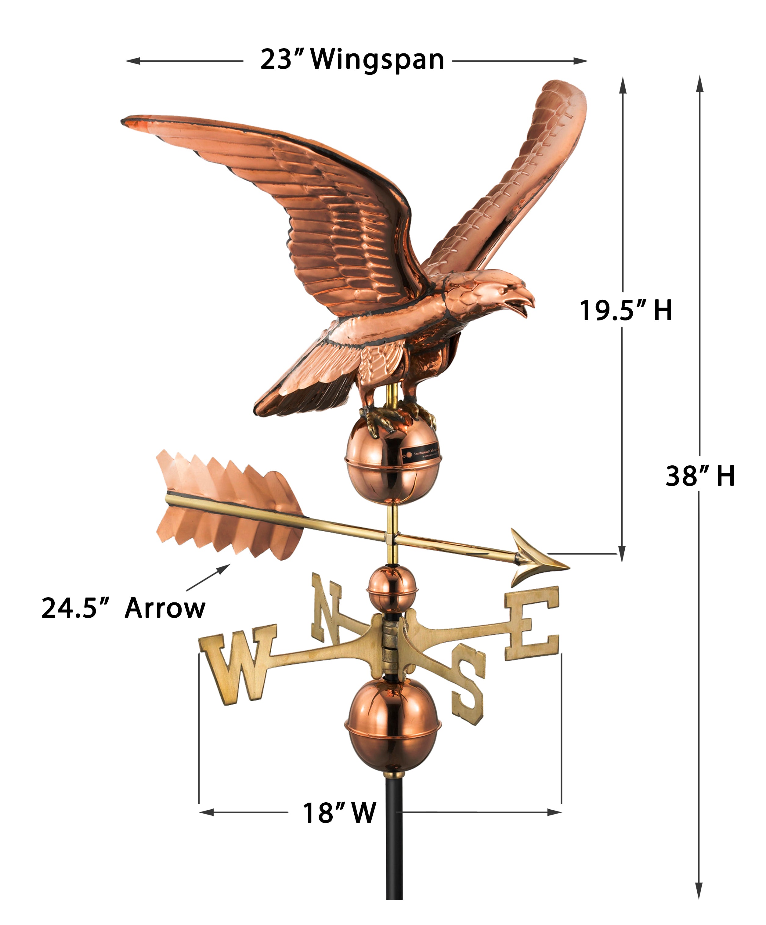 Smithsonian Eagle Weathervane in Pure Copper
