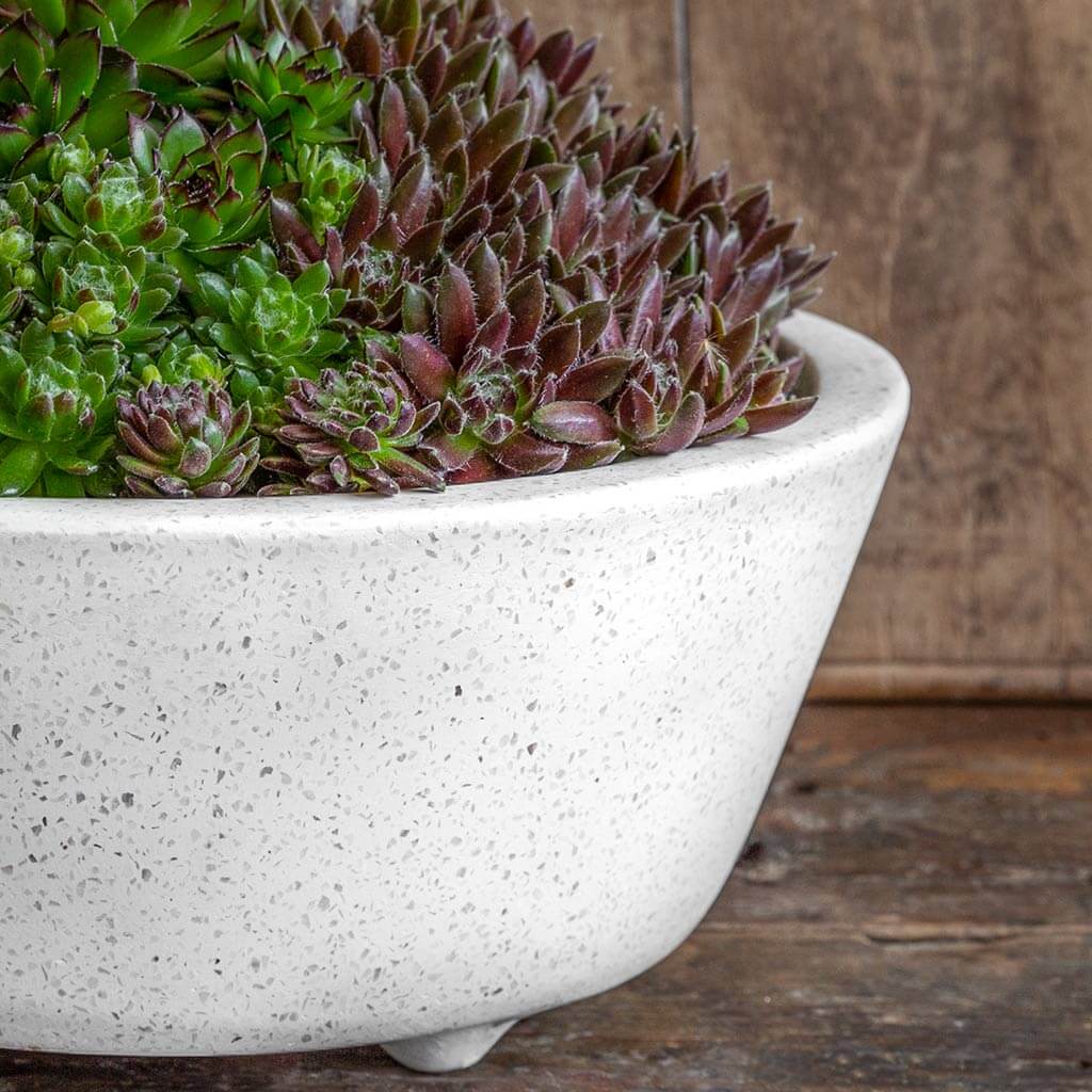 Geo Round Footed Planter || Terrazzo White