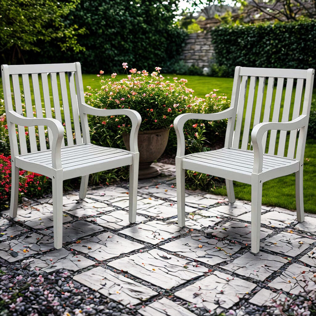 Acacia White Washed Dining Chair Set