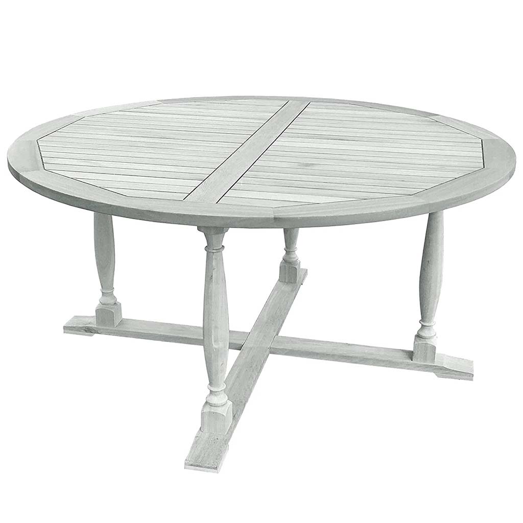 Acacia Round White Washed Dining Table