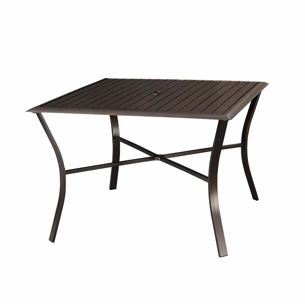 Aluminum Square Slats Table 42 inches in Bronze