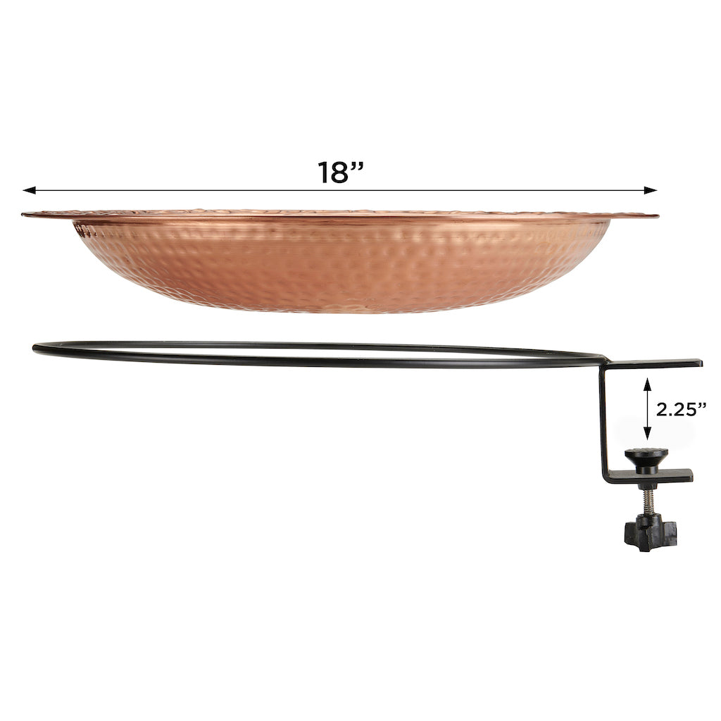 Pure Copper 18" Deck Mount Birdbath