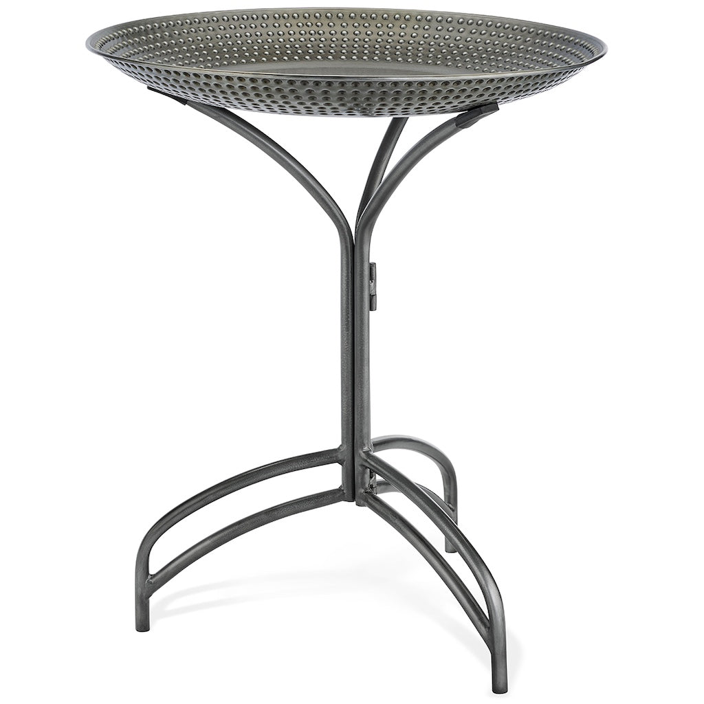 20-inch Pewter Copper Bird Bath with Buddha