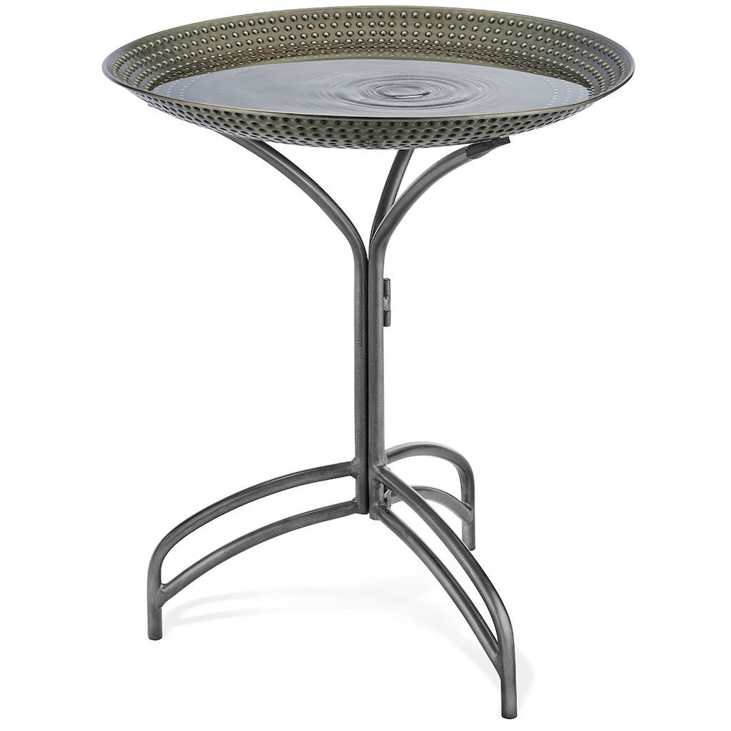 20-inch Pewter Copper Bird Bath with Buddha