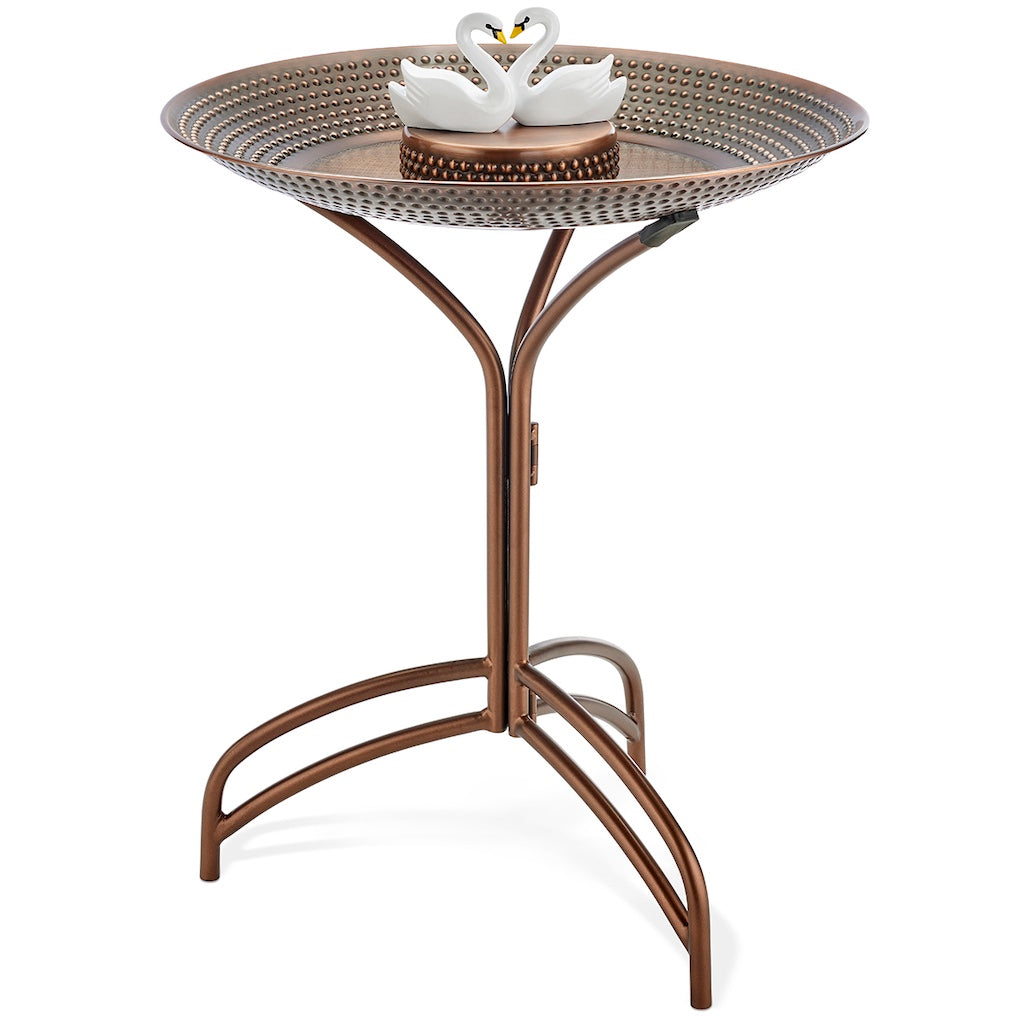20-inch Bronze Copper Bird Bath with Swans