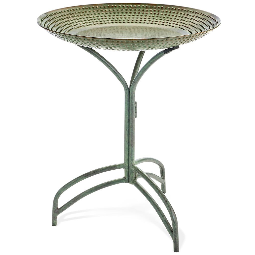 20-inch Blue Verde Copper Bird Bath with Stand