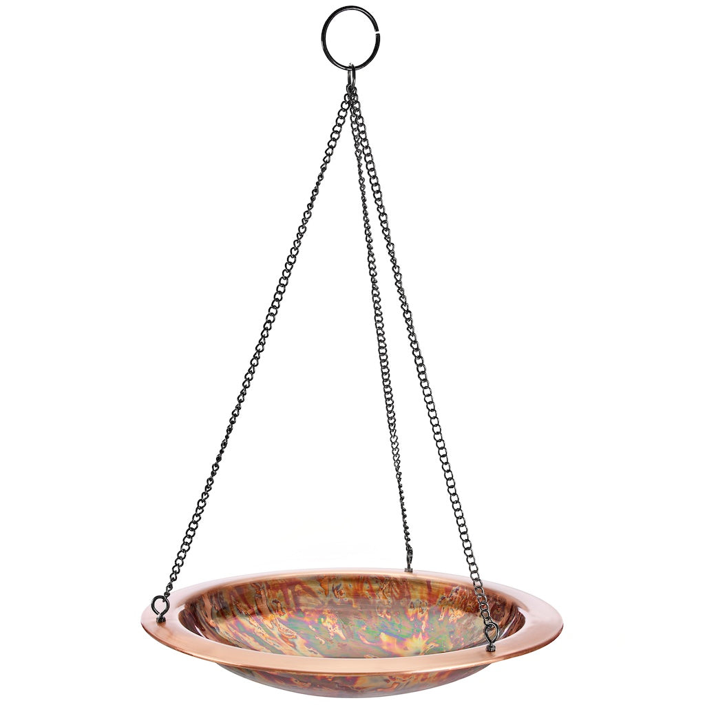 13.5-inch Hanging Fired Copper Bird Bath