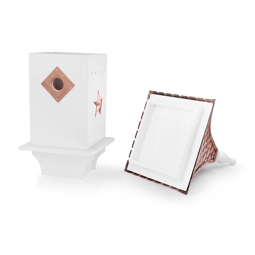 Villa Bird House in White with Copper Roof