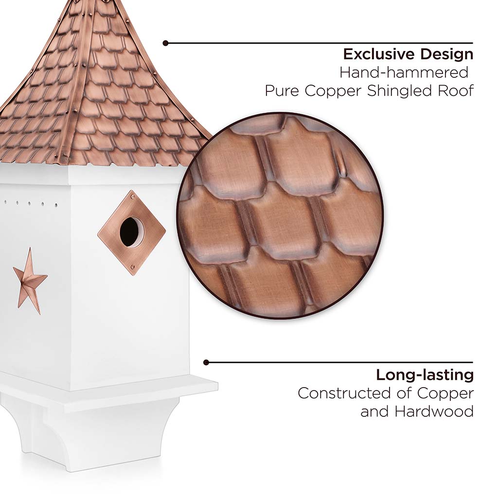 Villa Bird House in White with Copper Roof