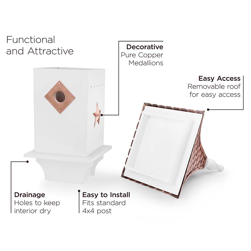 Villa Bird House in White with Copper Roof