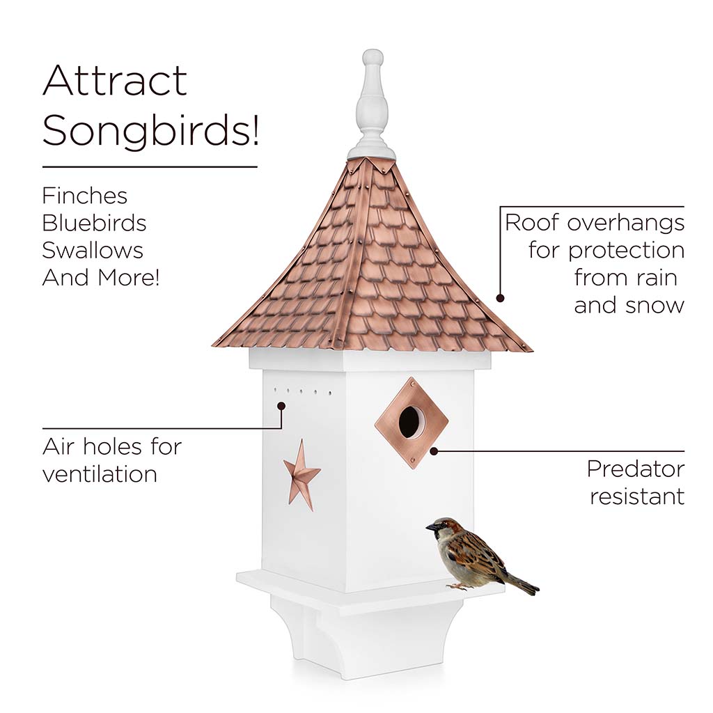 Villa Bird House in White with Copper Roof