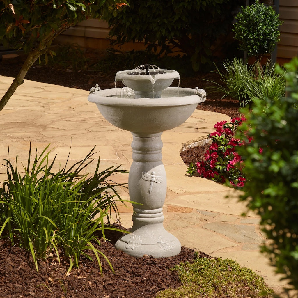 Country Gardens Fountain with Remote in Weathered Stone