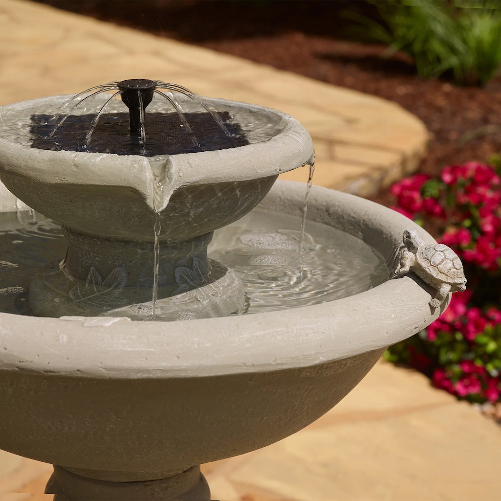 Country Gardens Fountain with Remote in Weathered Stone