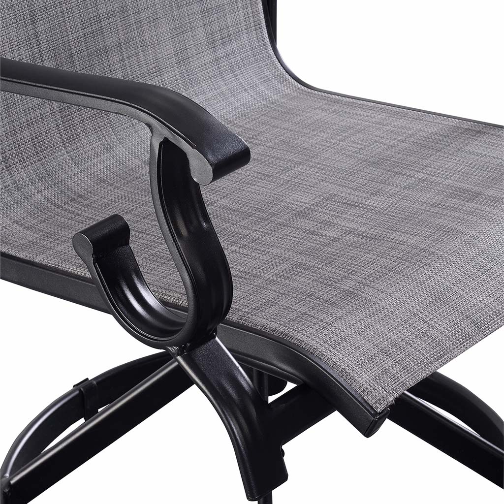 Westin Swivel Rocking Sling Dining Chair Set in Black