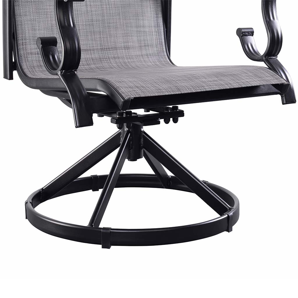 Westin Swivel Rocking Sling Dining Chair Set in Black